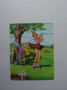 1964 GOLF PIN UP 5 X 7 EARLY TROUBLE BLOND GOLFER  