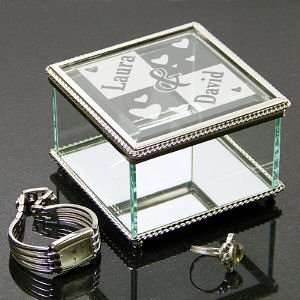  Engraved Couples Glass Jewelry Box