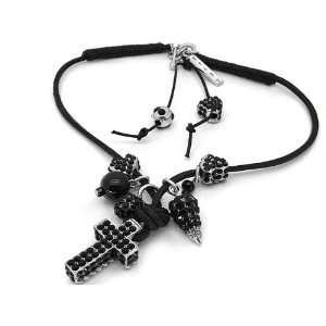    Otazu Jet Black Swarovski Crystal Cross Necklace on Lea: Jewelry