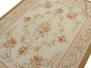 10 AUBUSSON RUG ~ PINK ROSES & CREAM BACKGROUND  