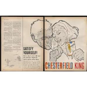  1961 Chesterfield King Cigarette Couple Smoking 2 Page 