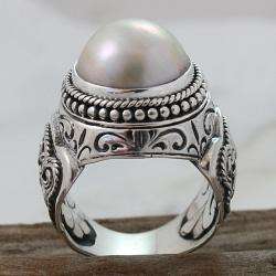   Round Mabe Pearl Dome Ring (14 mm) (Indonesia)  Overstock