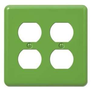  Steel collection   double duplex outlet wallplate in lime 