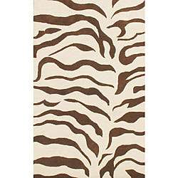   Animal Pattern Brown/ Ivory Wool Rug (86 x 116)  Overstock