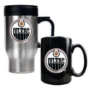  Edmonton Oilers Stainless Steel Travel Mug & Black Ceramic 