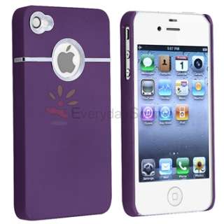 Case w/ Chrome Hole+Rubber Hard Cover For iPhone 4 G 4S Verizon AT&T 