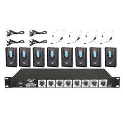 PylePro Rack Mount 8 Channel Wireless Microphone System with Lavaliers 