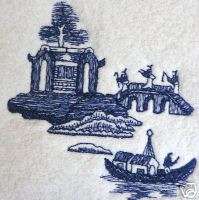 Blue Willow A decorative Kitchen Towel, embroidered  