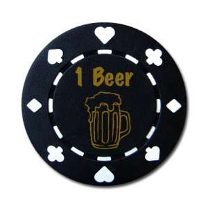 25 Black 1 Beer Bar Token Chips by Brybelly  Sports 
