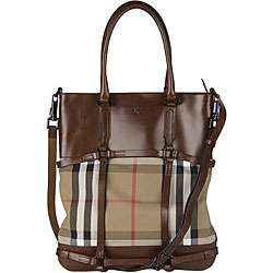 Burberry Canvas Check Tote Bag  Overstock