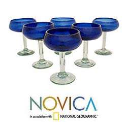 Set of 6 Deep Blue Margarita Glasses (Mexico)  Overstock