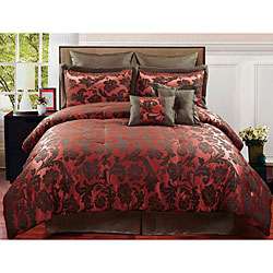 Charlotte Red/ Brown 8 piece Comforter Set  Overstock