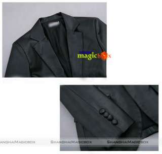   Fashion Slim Fit Faux Leather Short Coat Jacket Black Brown MCOAT065