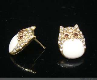 Lots 12Pairs Lovely Owl Crystal Rhinestone Earrings  
