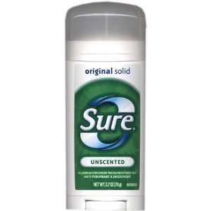  Sure Original Solid Unscentd Anti Perspirant Deodorant 2.7 