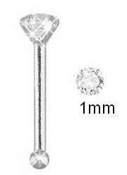 NEW 925 STERLING SILVER TINY DIAMONTE NOSE STUD PIN ✩  