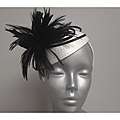 Womens Swan White/ Black Ribbon/ Feather Fascinator Hat 