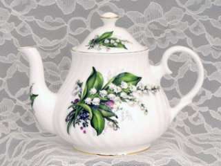Lily Of The Valley English Bone China 4 Cup Tea Pot NIB  