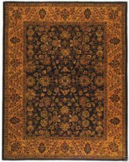 Handmade Taj Mahal Black/Gold Wool Carpet Rug 8 x 10  