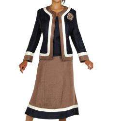 Divine Apparel Womens Colorblock 3 piece Skirt Suit  