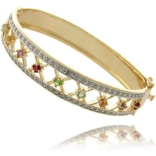   Overlay Multi gemstone and Diamond Accent Bracelet  