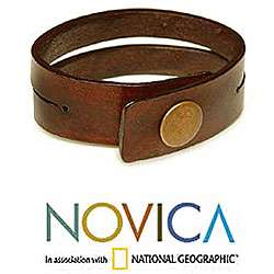 Duality in Brown Medium Leather Bracelet (Indonesia)  Overstock