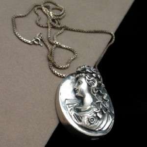 Cameo Pendant Necklace High Relief .999 Silver Fine Vintage Signed 