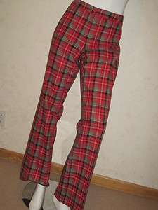 HALLOWEEN COSTUME Red Plaid Pants Wool Blend PUNK ROCKER  
