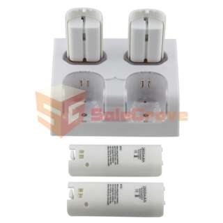 For Wii Remote Dual Charger + 4 Rechargeable Battery  