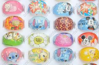   jewelry Mix lot 100X Cartoon Resin Lucite kids Rings 