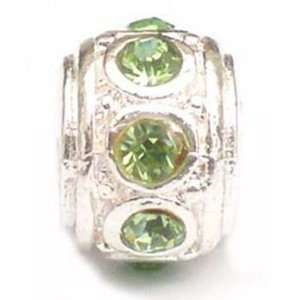  TOC BEADZ Green 7mm Crystal Slide On and Slide Off Bead Jewelry