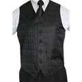 Ferrecci Mens Black Vest Tie 4 piece Accessory Set