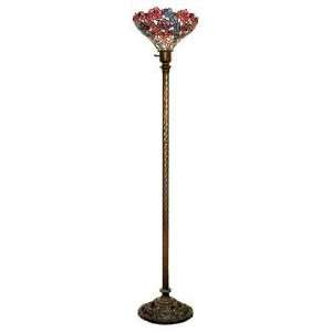   Vine Floral Tiffany Style Glass Torchiere Floor Lamp