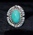 Old Pawn/Estate; Large Turquoise & Sterling Silver Ring (Navajo?) sz 