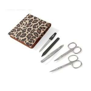 Leopard Stainless Steel Manicure Set in Suede Case. Made in Solingen 