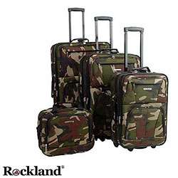 Rockland Deluxe Camouflage 4 piece Luggage Set  Overstock