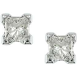14k Gold 1/4ct TDW Princess cut Value Diamond Stud Earrings (J K, I2 