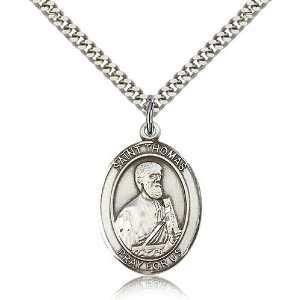 925 Sterling Silver St. Saint Thomas the Apostle Medal Pendant 1 x 3 