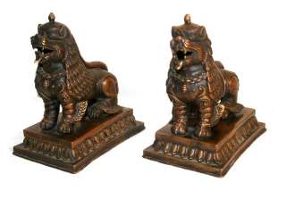 NEW FOO DOG COPPER HAND CRAFTED PAIR NEPAL FAIR TRADE  