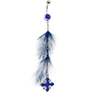  Devoted To Blue Cross Feather Belly Ring: Jewelry
