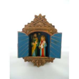  Mexican Copper Door Inside Mary, Joseph, & Baby Jesus 2004 Christmas 