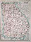 1895 Georgia Original Antique Atlas Map^  117 years old