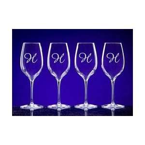  Monogrammed Crystal White Wine Glass Gift Sets Kitchen 