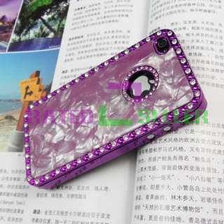 Luxury Bling Diamond Marble Designer Chrome Hard Case Cover F iPhone 4 