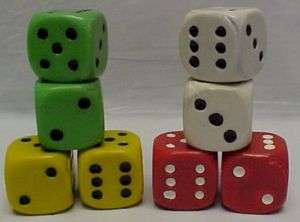 Huge Lot of 12 Large Defective Solid Jumbo Game Dice  