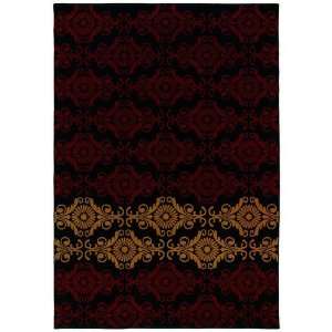 : Home Fashions Design Charbel Black and Red Pattern Contemporary Rug 
