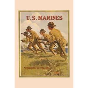  Framed Black poster printed on 20 x 30 stock. U.S. Marines 