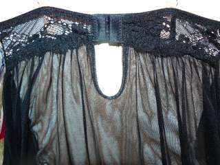 YUMMIE TUMMIE $118 Heavenly SHEER BLACK CHIFFON Lace SHAPING BABYDOLL 