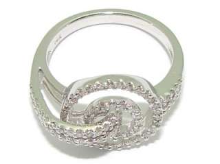   14kt White Gold 1ct Diamond Swirl Circle Cluster Band Ring    