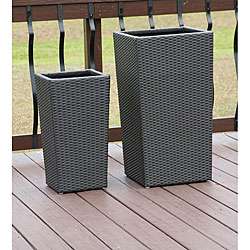 All weather Resin Wicker Flower Pot Planters (Set of 2)  Overstock 